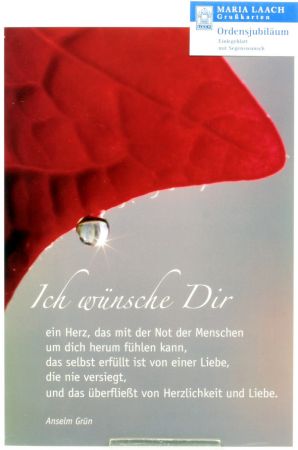 Karte zum Ordensjubil&auml;um - Ich w&uuml;nsche Dir ein Herz