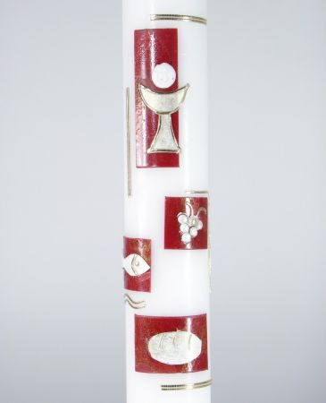 Kommunionkerze - Rote Symbole