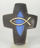 Bronzekreuz - Fisch & Blau