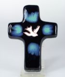 Keramikkreuz - Blau & Taube