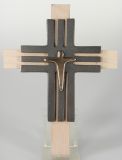 Holz-Kreuz - Modern & Bronzekorpus