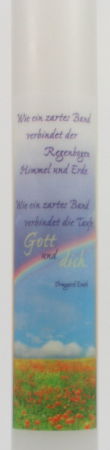 Taufkerze - Zartes Band & Regenbogen