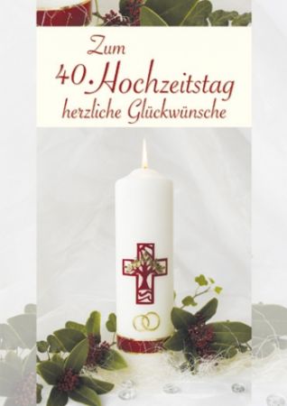 Karte zur Rubinhochzeit - Brennende Kerze