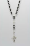 Rosenkranz - Onyx-Perle - Silber-Kreuz
