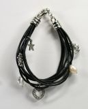 Lederarmband - Symbolanhänger & Silberfarben - Schmuck,Armbänder & Armreife,Bettelarmbänder