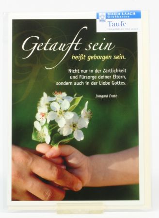 Karte zur Taufe - Getauft sein hei&szlig;t geborgen sein