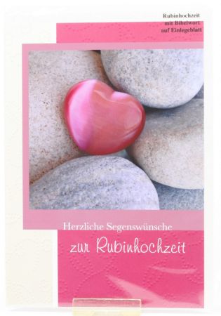 Karte zur Rubinhochzeit - Steine & Herz