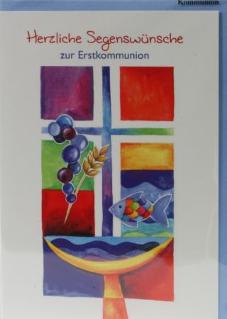 Kommunionkarte - Rechtecke & Kreuz