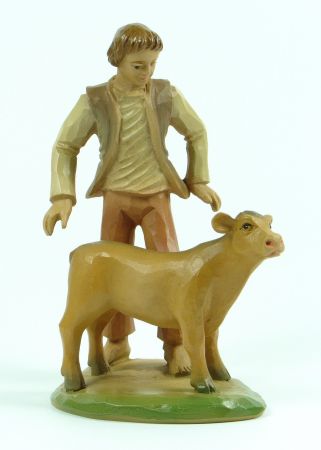 Tiroler-Krippe - Hirt jung mit Kalb
