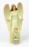 Engelfigur - Schutzengel & Kniendes Kind