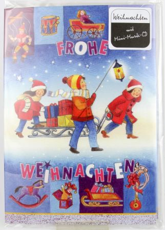 Weihnachtskarte  - Musik-CD & Schlitten