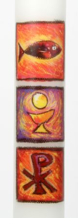 Kommunionkerze - Rote Symbole