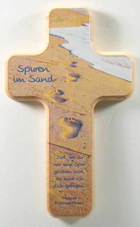 Holzkreuz - Spuren im Sand