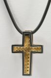 Halskette - Goldfarbenes Kreuz & Silberfarbener Rand