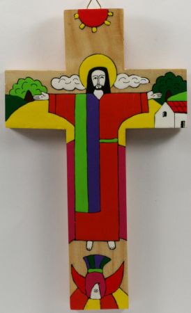 Kinderkreuz - Jesus, Sch&ouml;pfer der Welt & Handbemalt