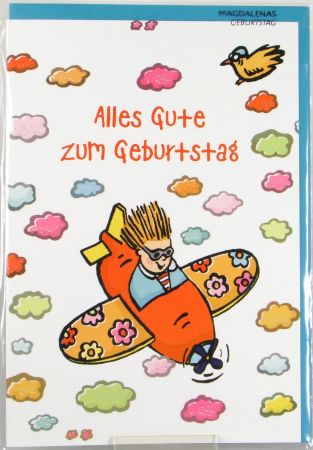 Geburtstagskarte - Kind & Flugzeug