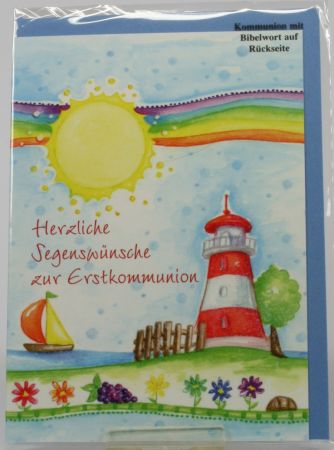 Kommunionkarte - Sonne & Regenbogen
