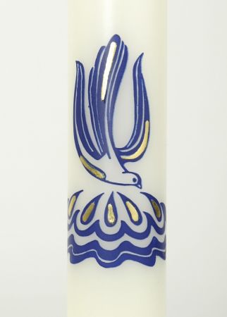 Taufkerze - Taube & Wasser - fehlerhaft