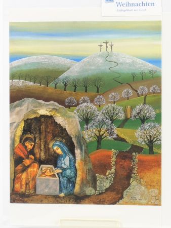 Weihnachtskarte - Kreuz & Krippe