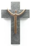 Schieferkreuz - Auferstanden & Bronzekorpus