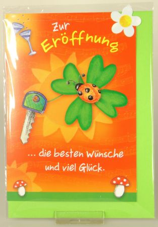 Karte zur Gesch&auml;ftser&ouml;ffnung - Marienk&auml;fer