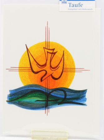 Taufkarte - Taube, Sonne & Wasser